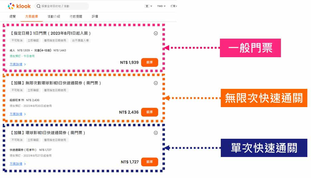 新加坡環球影城-門票