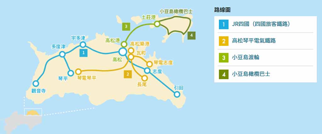 JR香川迷你鐵路&渡輪周遊券