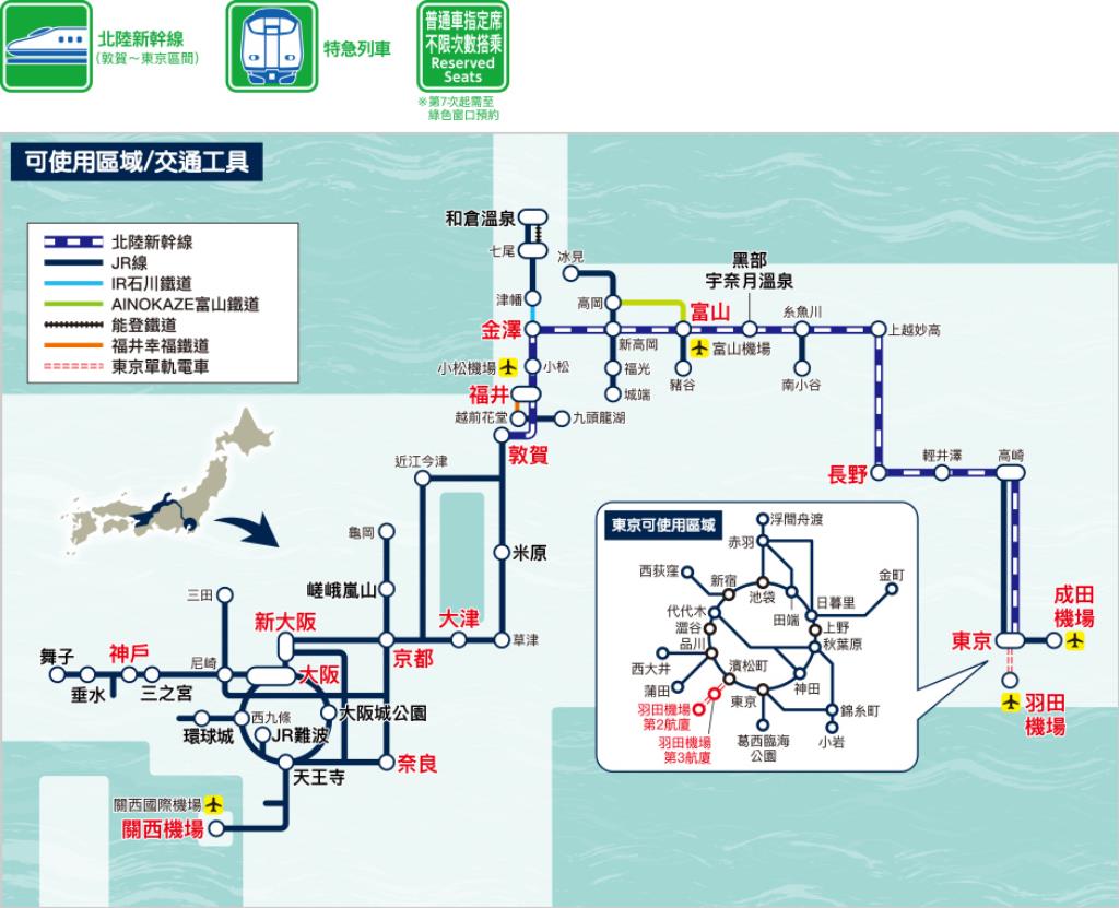 北陸拱型鐵路周遊券